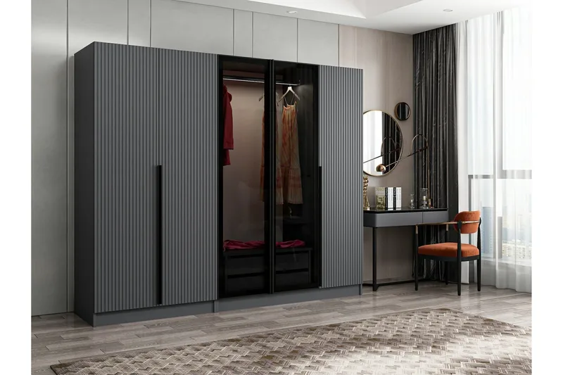 Fruitland Garderobe 225 cm - Antrasitt - Oppbevaring - Garderober & garderobesystem