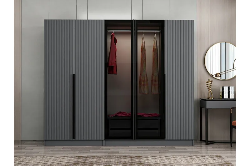 Fruitland Garderobe 225 cm - Antrasitt - Oppbevaring - Garderober & garderobesystem