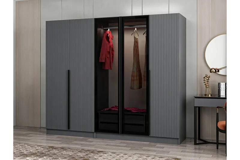 Fruitland Garderobe 225 cm - Antrasitt - Oppbevaring - Garderober & garderobesystem