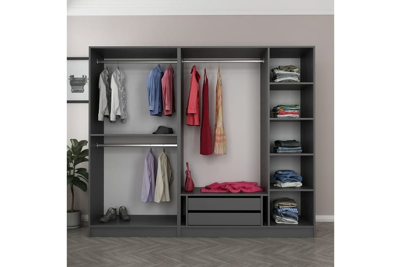 Fruitland Garderobe 225 cm - Antrasitt - Oppbevaring - Garderober & garderobesystem