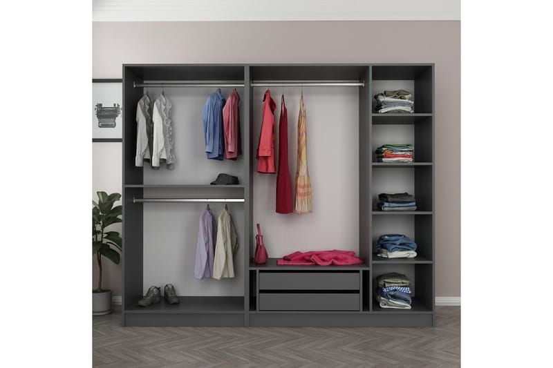 Fruitland Garderobe 225 cm - Antrasitt - Oppbevaring - Garderober & garderobesystem