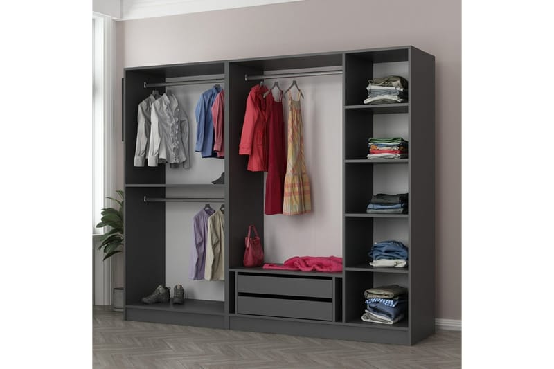 Fruitland Garderobe 225 cm - Antrasitt - Oppbevaring - Garderober & garderobesystem