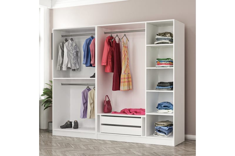 Fruitland Garderobe 225 cm - Hvit - Oppbevaring - Garderober & garderobesystem