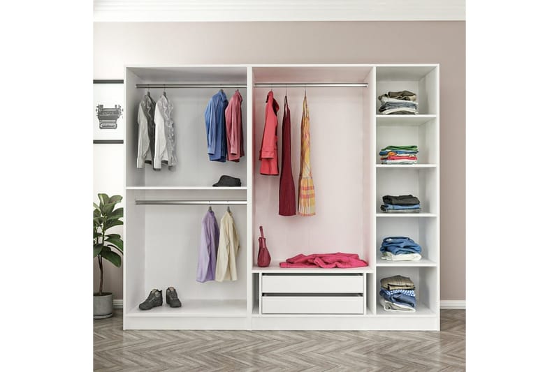 Fruitland Garderobe 225 cm - Hvit - Oppbevaring - Garderober & garderobesystem