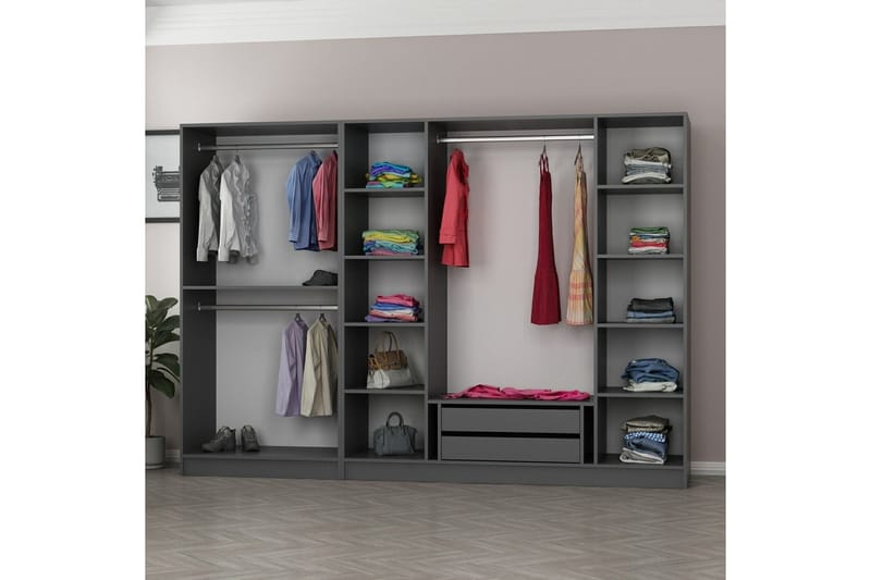 Fruitland Garderobe 270 cm - Antrasitt - Oppbevaring - Garderober & garderobesystem