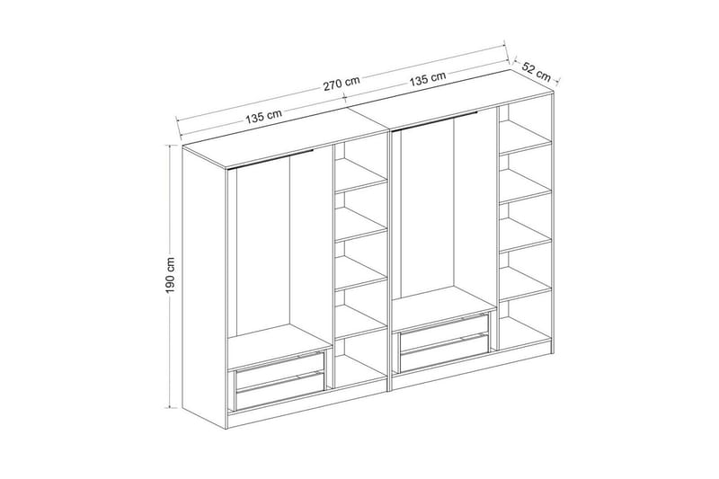 Fruitland Garderobe 270 cm - Antrasitt - Oppbevaring - Garderober & garderobesystem