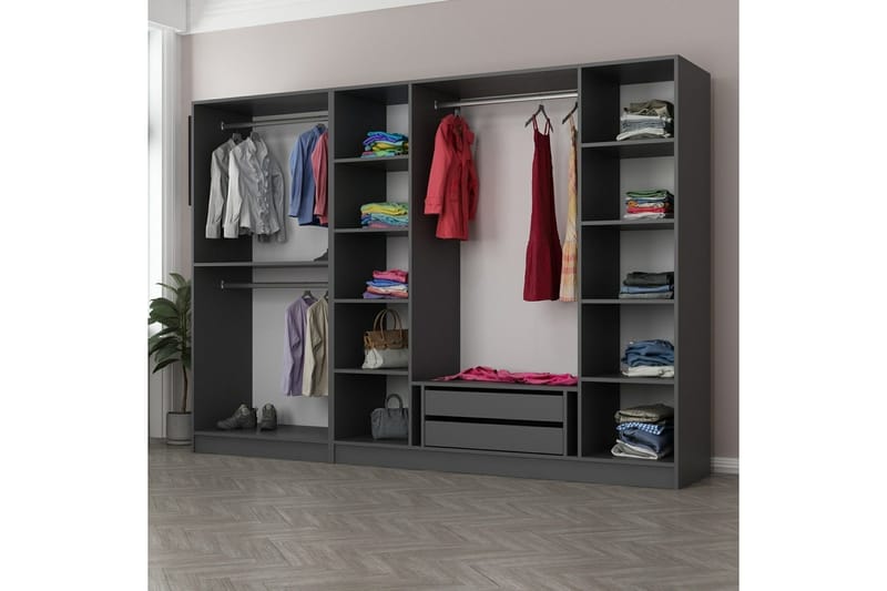 Fruitland Garderobe 270 cm - Antrasitt - Oppbevaring - Garderober & garderobesystem