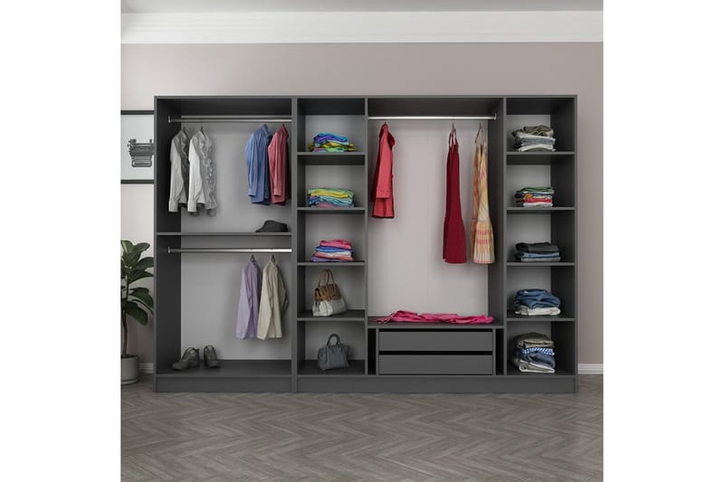 Fruitland Garderobe 270 cm - Antrasitt - Oppbevaring - Garderober & garderobesystem