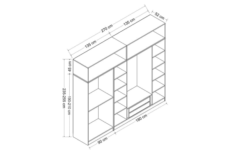 Fruitland Garderobe 270 cm - Brun - Oppbevaring - Garderober & garderobesystem