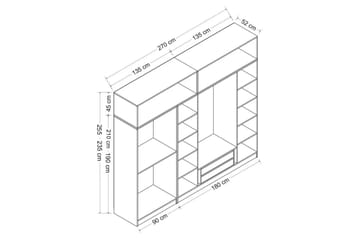 Fruitland Garderobe 270 cm - Grå/Hvit - Oppbevaring - Garderober & garderobesystem