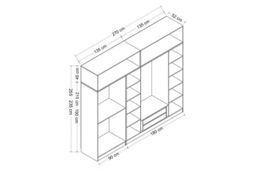 Fruitland Garderobe 270 cm - Grå/Hvit - Oppbevaring - Garderober & garderobesystem