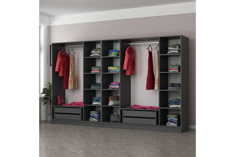 Fruitland Garderobe 315 cm - Antrasitt - Oppbevaring - Garderober & garderobesystem