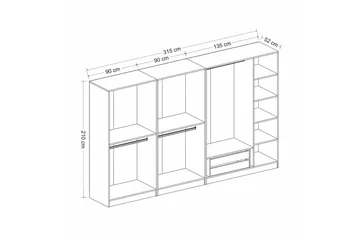 Fruitland Garderobe 315 cm - Antrasitt - Oppbevaring - Garderober & garderobesystem