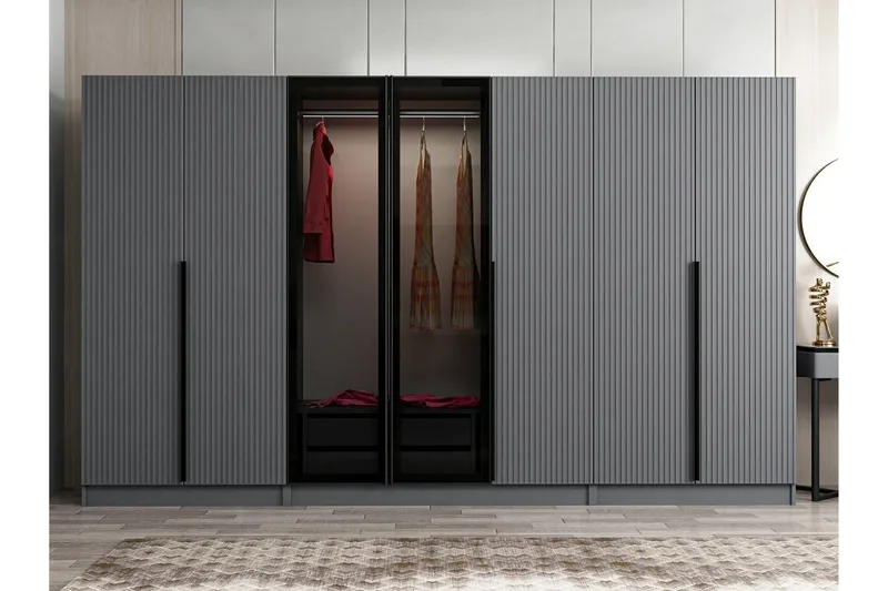 Fruitland Garderobe 315 cm - Antrasitt - Oppbevaring - Garderober & garderobesystem