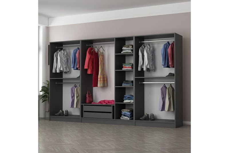 Fruitland Garderobe 315 cm - Antrasitt - Oppbevaring - Garderober & garderobesystem