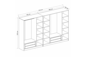 Fruitland Garderobe 315 cm - Antrasitt - Oppbevaring - Garderober & garderobesystem