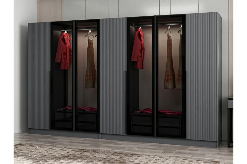 Fruitland Garderobe 315 cm - Antrasitt - Oppbevaring - Garderober & garderobesystem