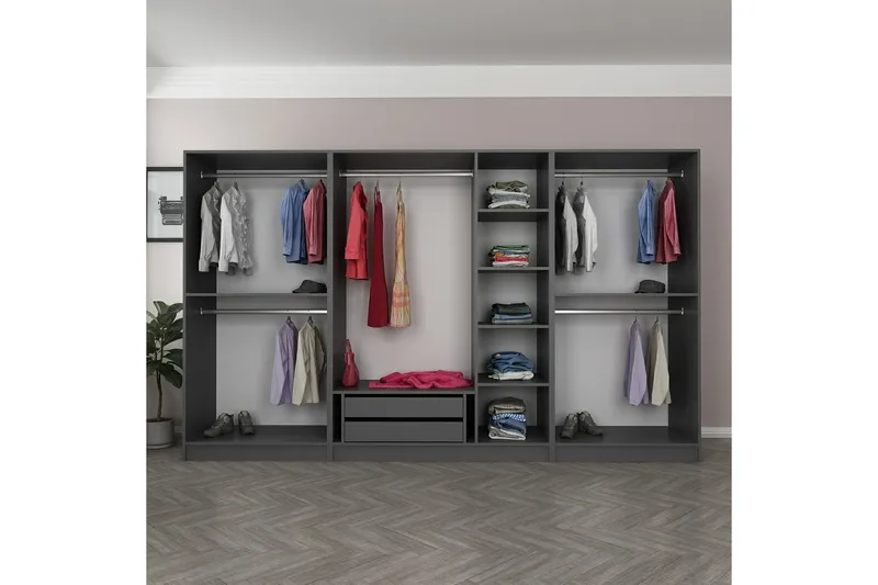 Fruitland Garderobe 315 cm - Antrasitt - Oppbevaring - Garderober & garderobesystem