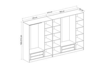 Fruitland Garderobe 315 cm - Eik - Oppbevaring - Garderober & garderobesystem