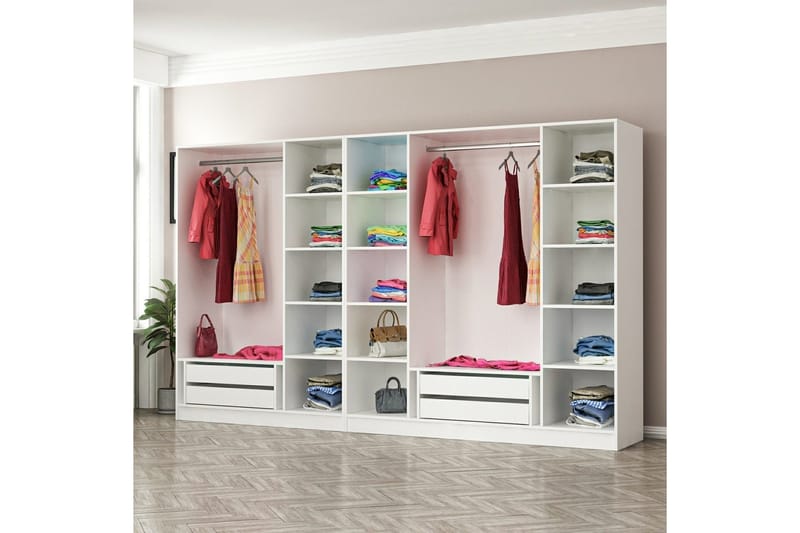Fruitland Garderobe 315 cm - Hvit - Oppbevaring - Garderober & garderobesystem