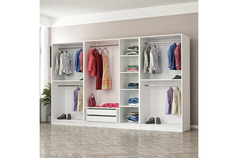 Fruitland Garderobe 315 cm - Hvit - Oppbevaring - Garderober & garderobesystem