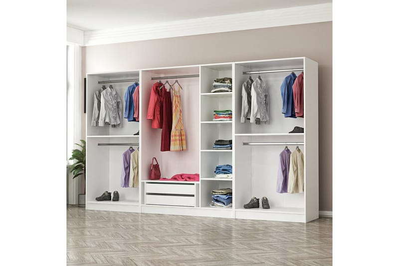 Fruitland Garderobe 315 cm - Hvit - Oppbevaring - Garderober & garderobesystem