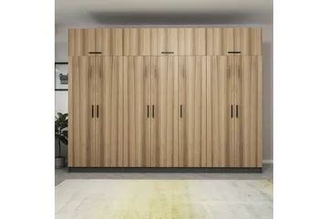 Fruitland Garderobe 315x235 cm - Valnøtt/Antrasitt - Oppbevaring - Garderober & garderobesystem