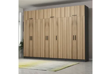 Fruitland Garderobe 315x235 cm - Valnøtt/Antrasitt - Oppbevaring - Garderober & garderobesystem