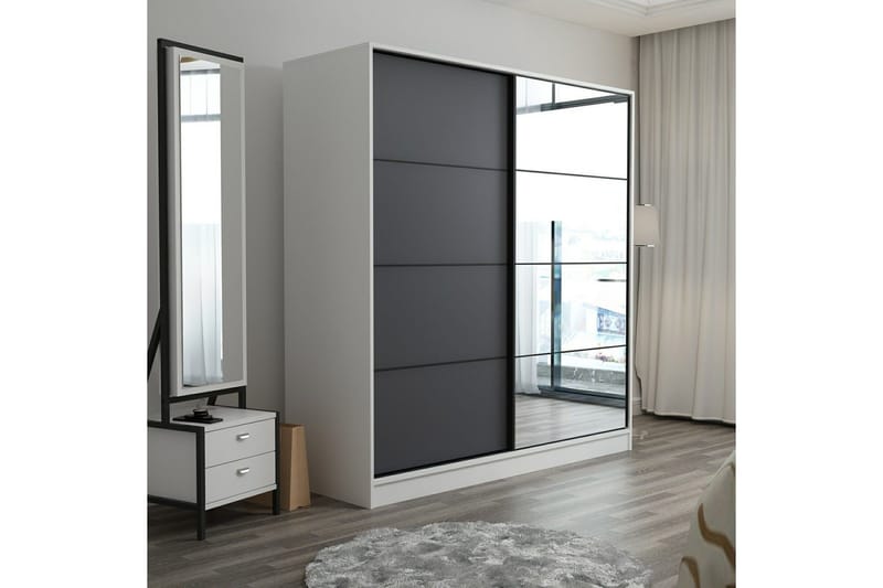 Fruitland Garderobe med Speil - Antrasitt - Oppbevaring - Garderober & garderobesystem