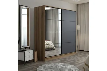 Fruitland Garderobe med Speil - Antrasitt - Oppbevaring - Garderober & garderobesystem