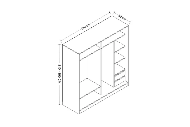 Fruitland Garderobe med Speil - Antrasitt - Oppbevaring - Garderober & garderobesystem