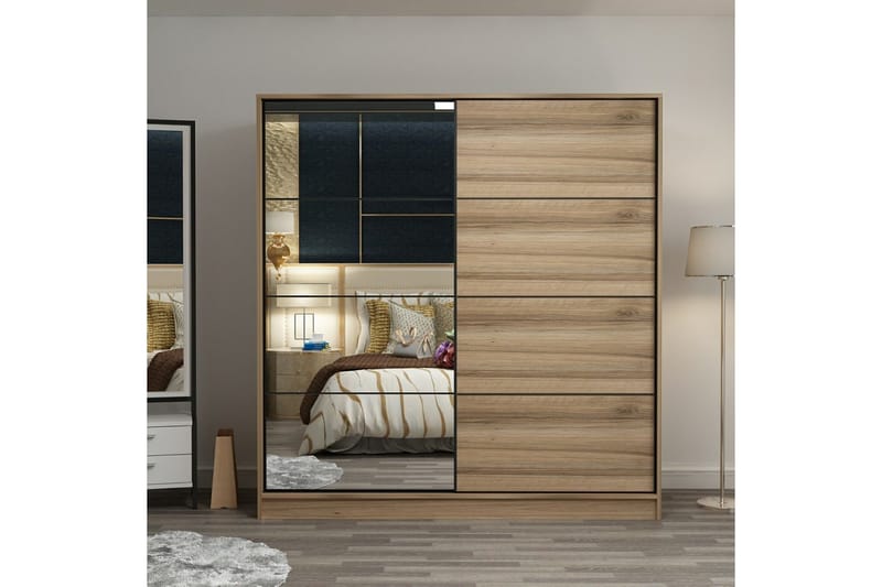 Fruitland Garderobe med Speil - Brun - Oppbevaring - Garderober & garderobesystem