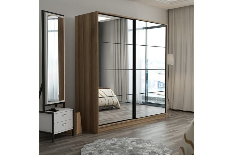 Fruitland Garderobe med Speil - Brun - Oppbevaring - Garderober & garderobesystem