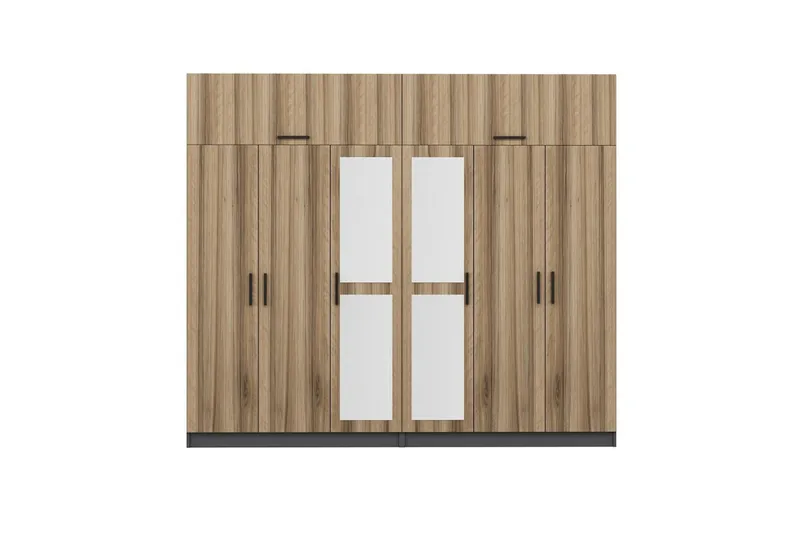 Fruitland Garderobe med Speil - Brun/Grå - Oppbevaring - Garderober & garderobesystem