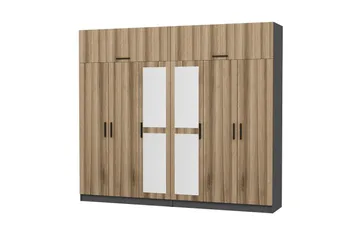 Fruitland Garderobe med Speil - Brun/Grå - Oppbevaring - Garderober & garderobesystem