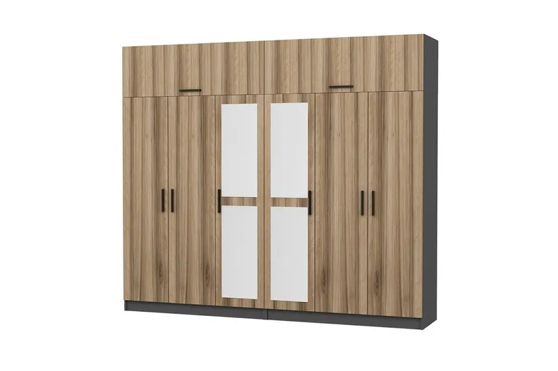 Fruitland Garderobe med Speil - Brun/Grå - Oppbevaring - Garderober & garderobesystem