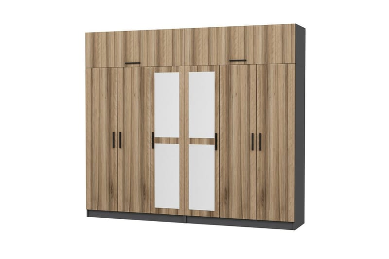 Fruitland Garderobe med Speil - Brun/Grå - Oppbevaring - Garderober & garderobesystem