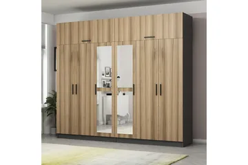 Fruitland Garderobe med Speil - Brun/Grå - Oppbevaring - Garderober & garderobesystem