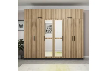 Fruitland Garderobe med Speil - Brun/Grå - Oppbevaring - Garderober & garderobesystem