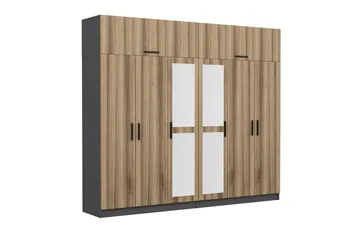 Fruitland Garderobe med Speil - Brun/Grå - Oppbevaring - Garderober & garderobesystem