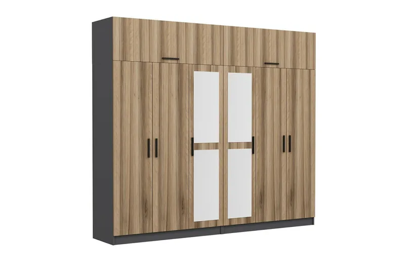 Fruitland Garderobe med Speil - Brun/Grå - Oppbevaring - Garderober & garderobesystem