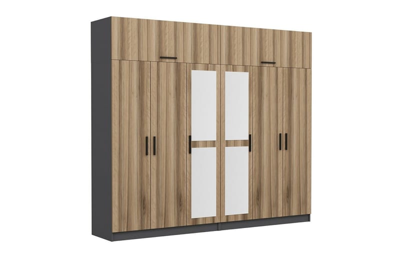Fruitland Garderobe med Speil - Brun/Grå - Oppbevaring - Garderober & garderobesystem