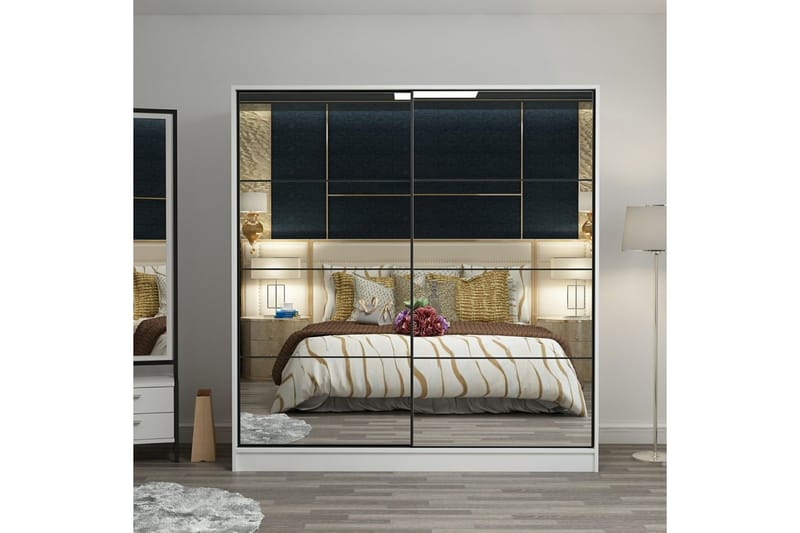 Fruitland Garderobe med Speil - Hvit - Oppbevaring - Garderober & garderobesystem