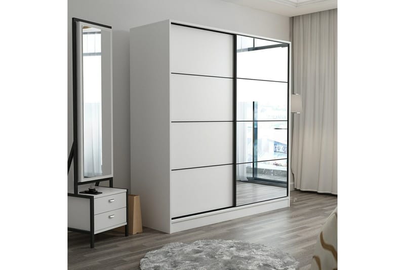Fruitland Garderobe med Speil - Hvit - Oppbevaring - Garderober & garderobesystem