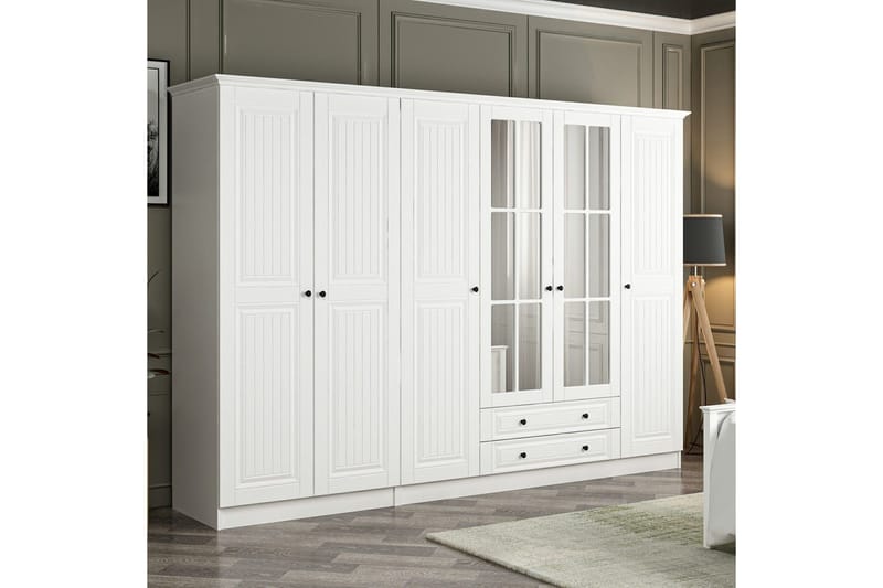 Fruitland Garderobe med Speil - Hvit - Oppbevaring - Garderober & garderobesystem