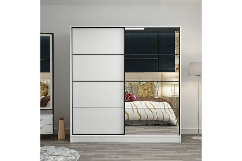 Fruitland Garderobe med Speil - Hvit - Oppbevaring - Garderober & garderobesystem