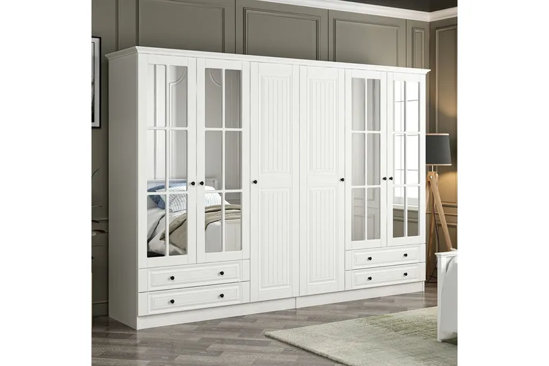 Fruitland Garderobe med Speil - Hvit - Oppbevaring - Garderober & garderobesystem