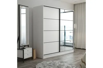 Fruitland Garderobe med Speil - Hvit - Oppbevaring - Garderober & garderobesystem