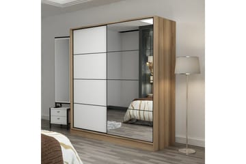 Fruitland Garderobe med Speil - Hvit/Brun - Oppbevaring - Garderober & garderobesystem