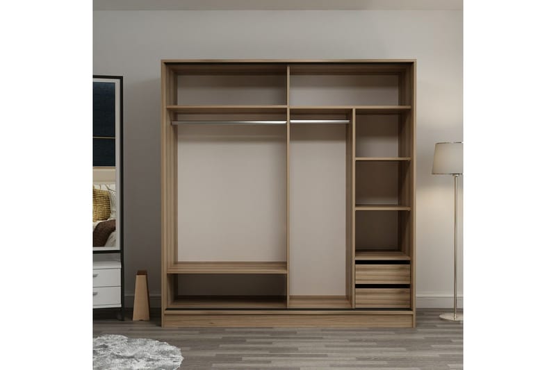 Fruitland Garderobe med Speil - Svart - Oppbevaring - Garderober & garderobesystem